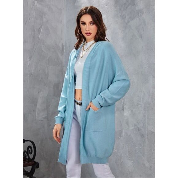 Beautiful Blue Hoodie Cardigan - Picture 2 of 5